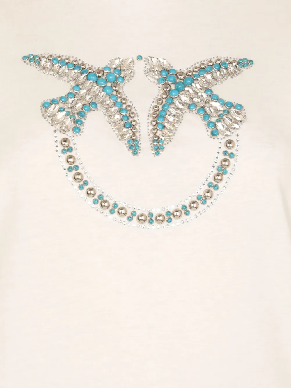 PINKO Love Birds T-shirt met studs Beige