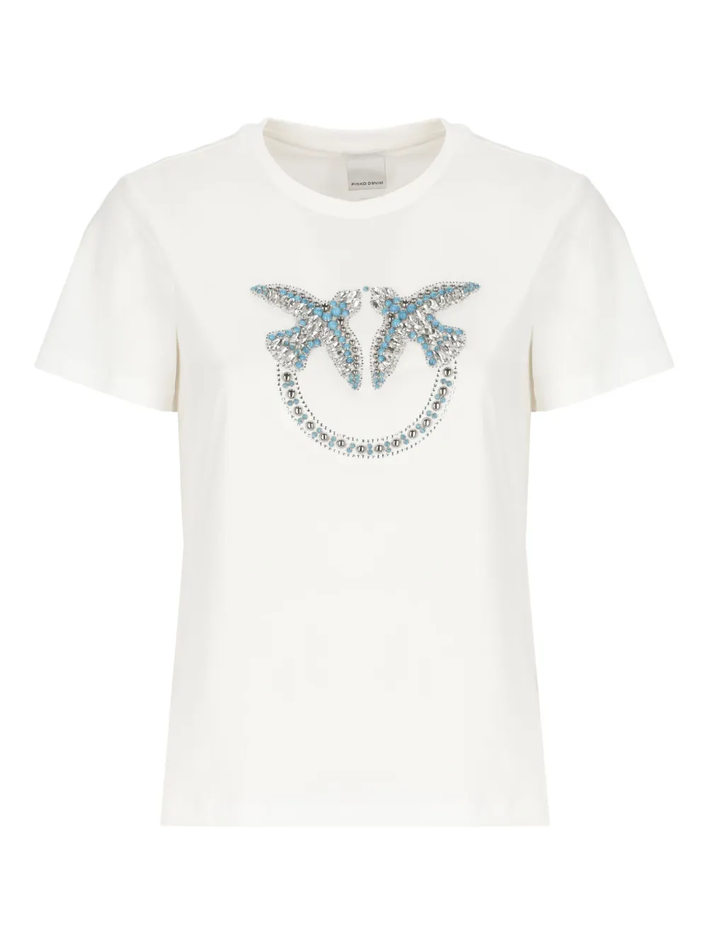 PINKO Love Birds T-shirt met studs Beige