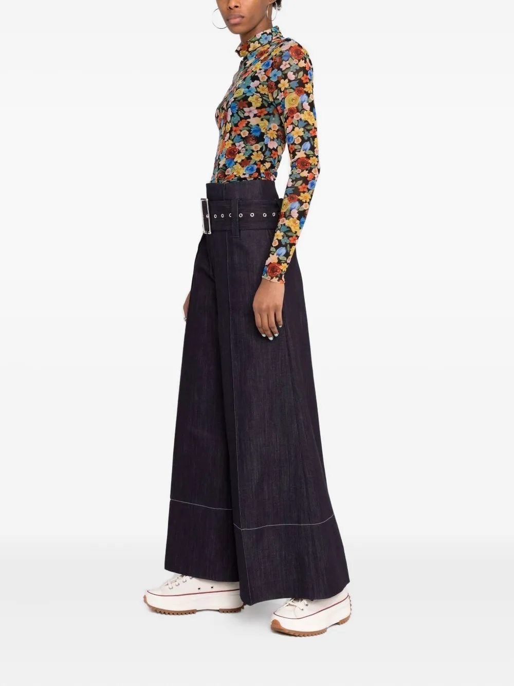  10 Corso Como Belted Wide-leg Trousers - Blue 