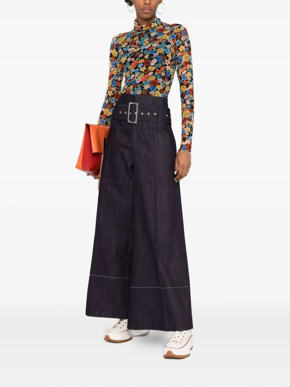  10 Corso Como Belted Wide-leg Trousers - Blue 