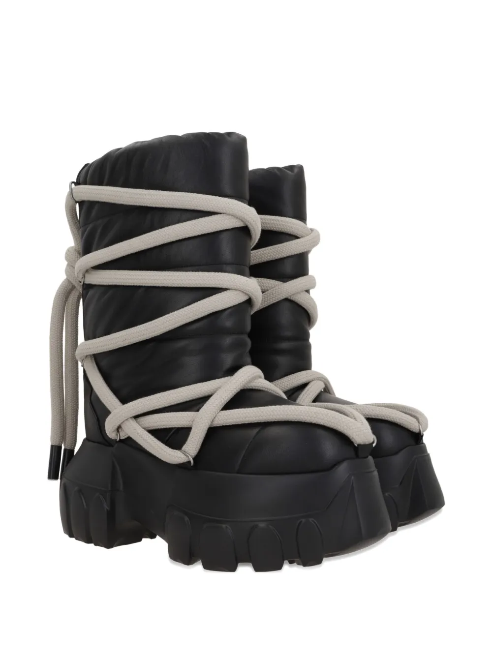 Rick Owens Quilted Padded Leather Lace-up Boots In Black