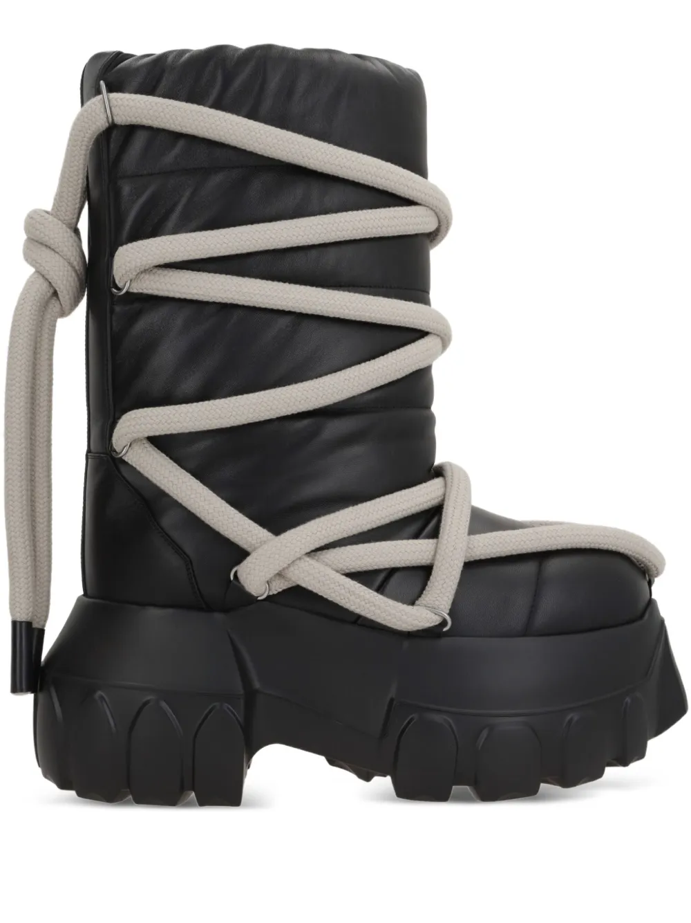 Rick Owens padded leather lace-up boots Black