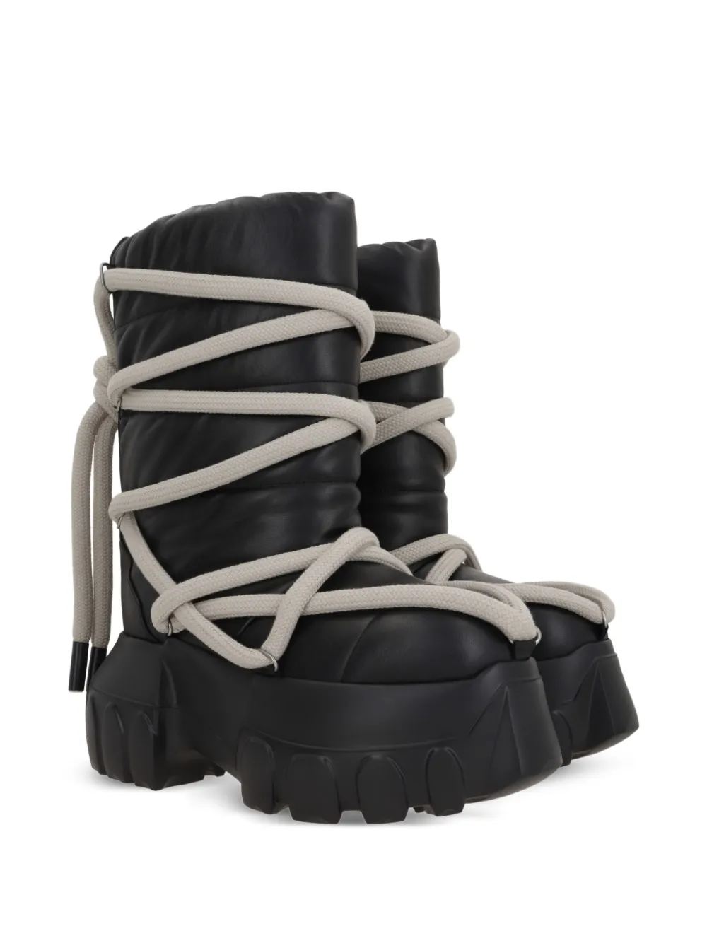 Rick Owens padded leather lace-up boots Black