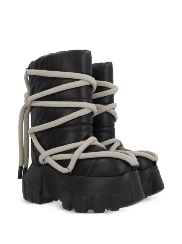 Rick Owens キルティング レザーブーツ | ブラック | FARFETCH JP