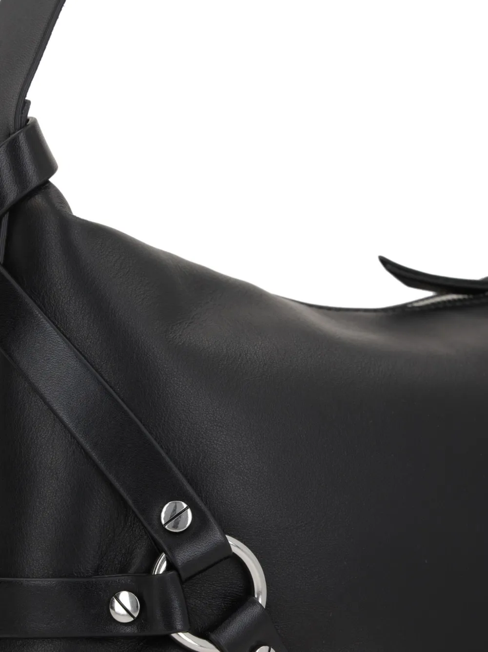 Ann Demeulemeester Leren schoudertas met harnasdetail Zwart