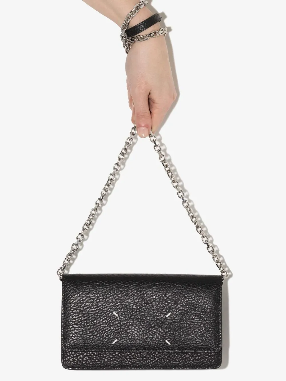 Maison Margiela Leren messengertas met kettingband Zwart