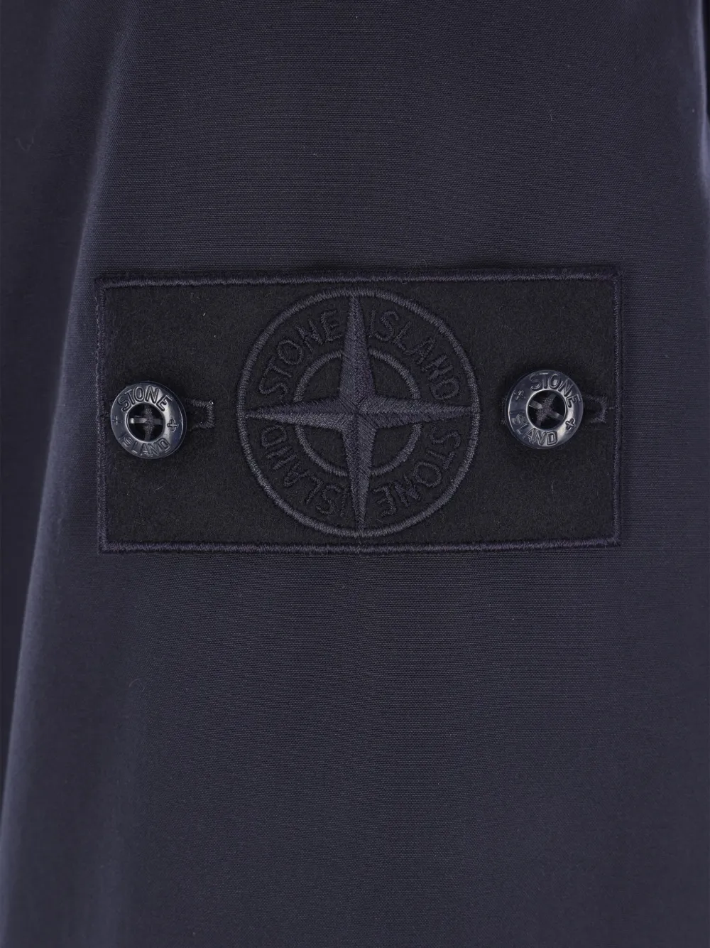 Stone Island Logo Patch Hooded Jacket In Blue