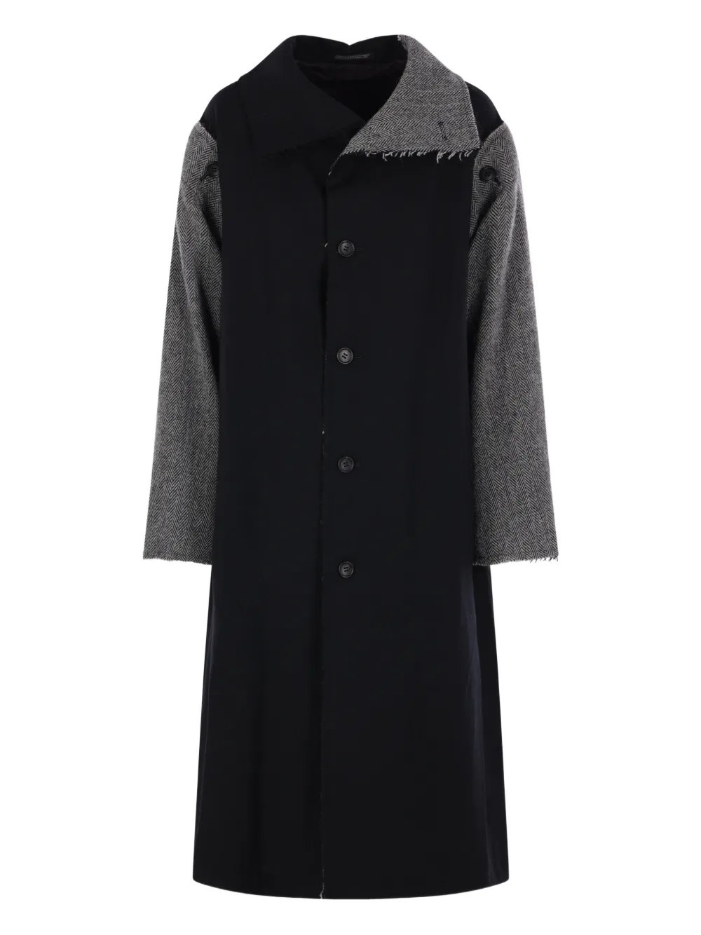 Yohji Yamamoto herringbone buttoned coat | Black | Image 1