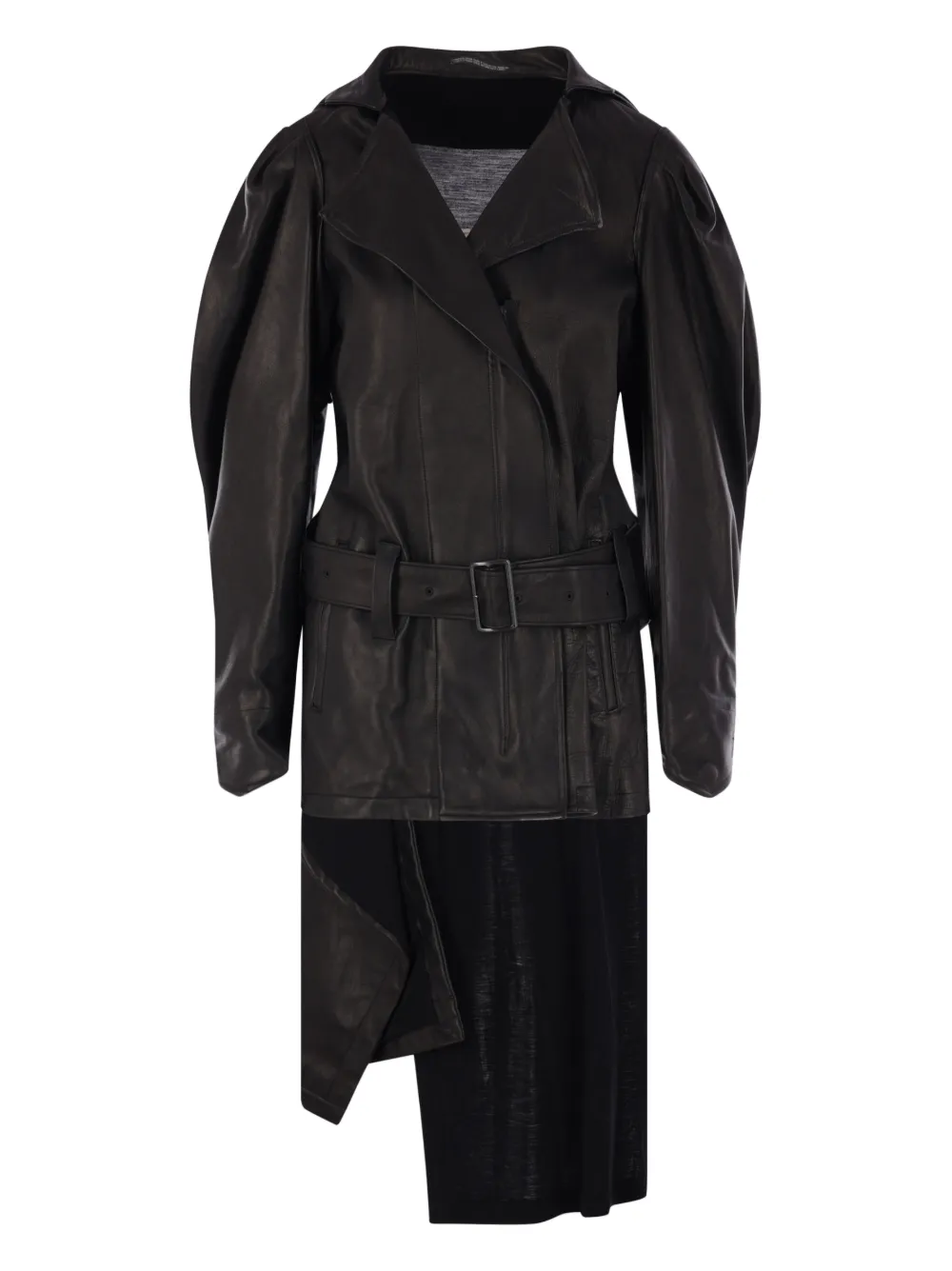 Yohji Yamamoto belted puff-sleeve coat - Nero