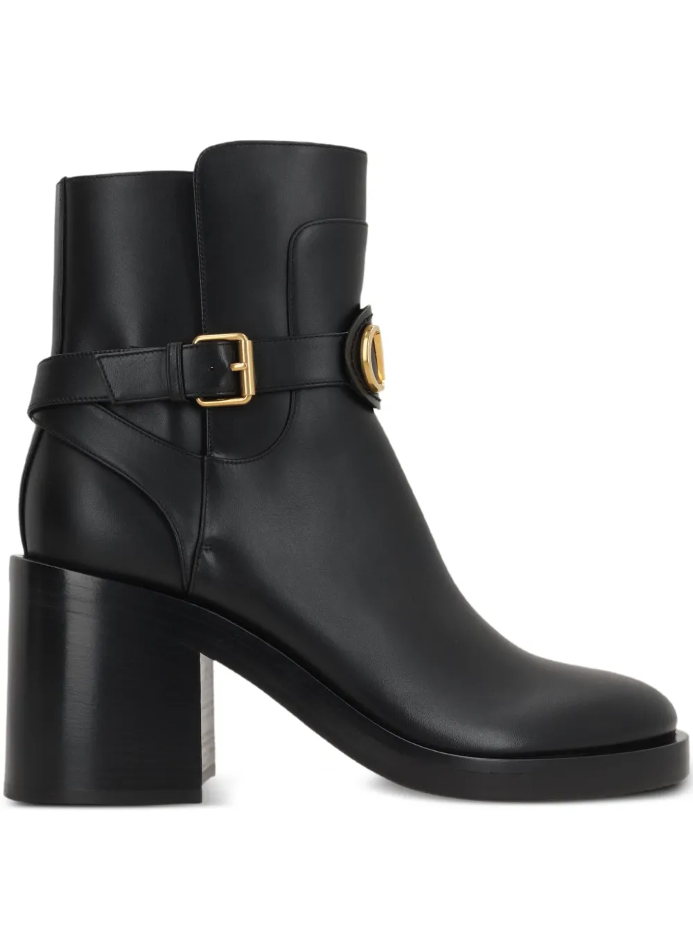 Valentino Garavani 70mm buckle-strap logo boots Black