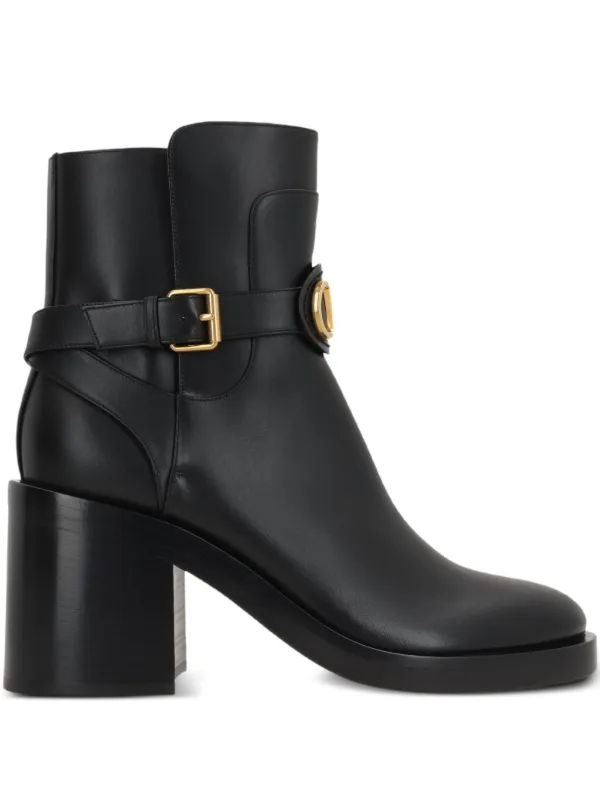 Valentino Garavani Vlogo Signature Leather Ankle Boots in Black