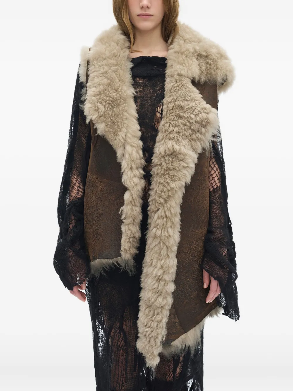 Ann Demeulemeester Aleid Shearling-collar Gilet - Brown 