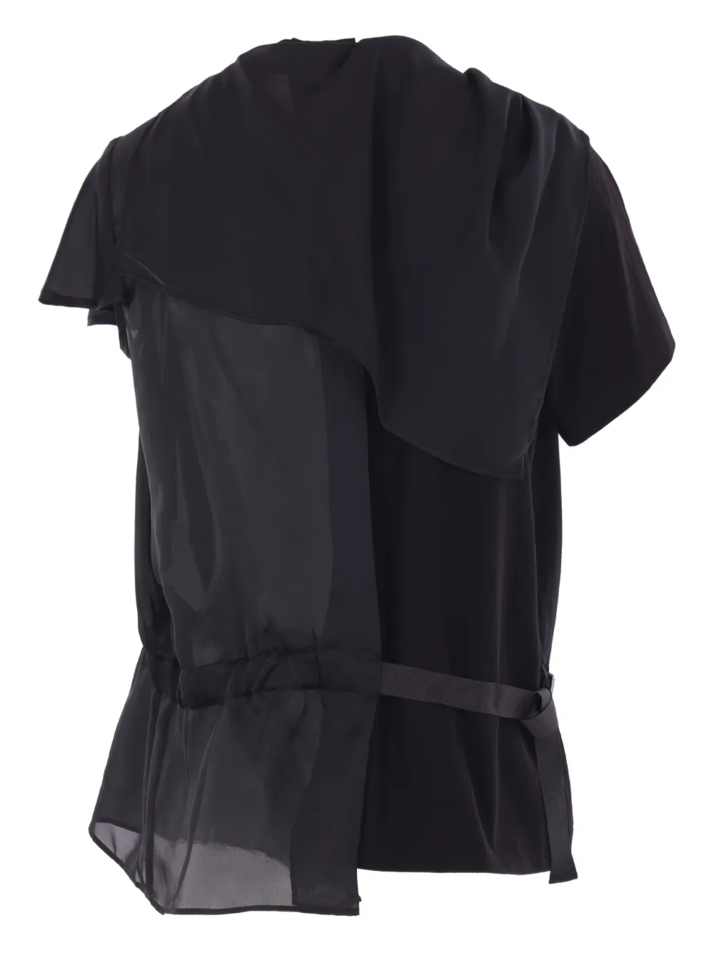 Sacai Draped Belted Blouse In Black