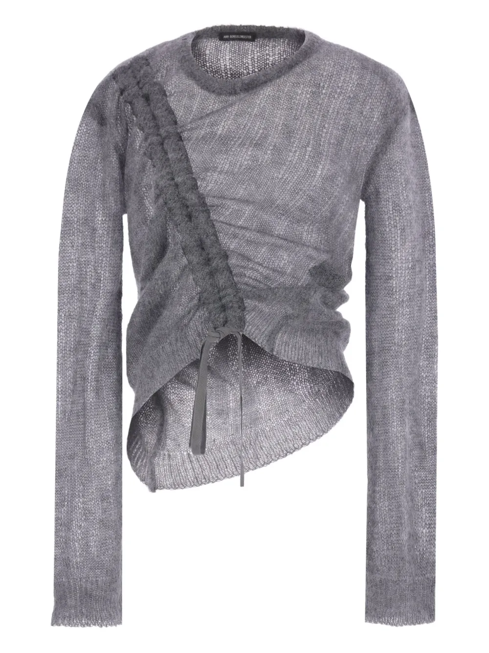 Ann Demeulemeester Asymmetrical Drawstring Sweater In Gray