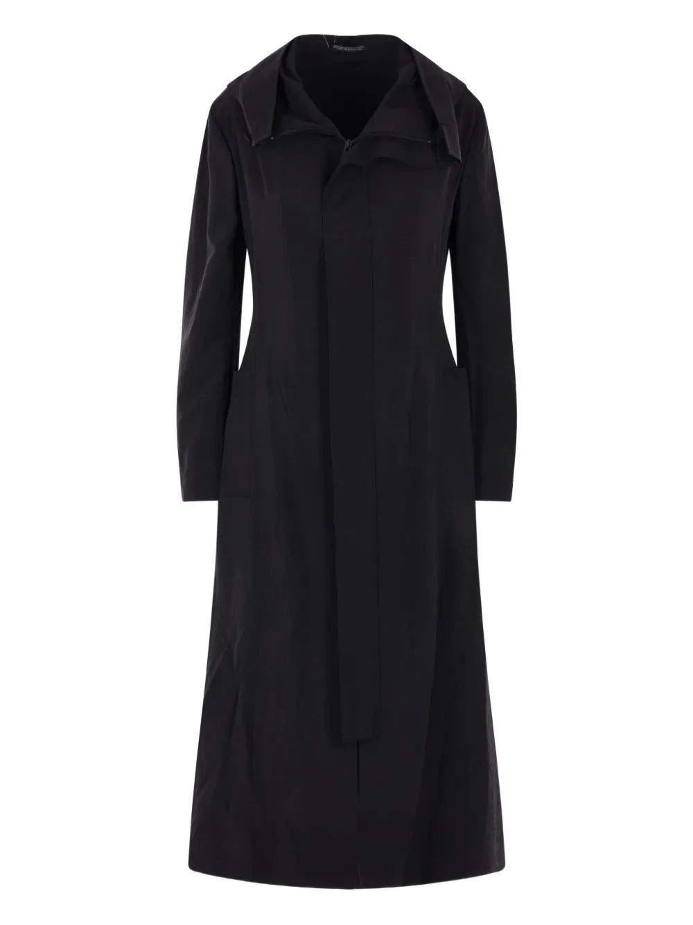 Yohji Yamamoto Hooded Zip Coat In Black
