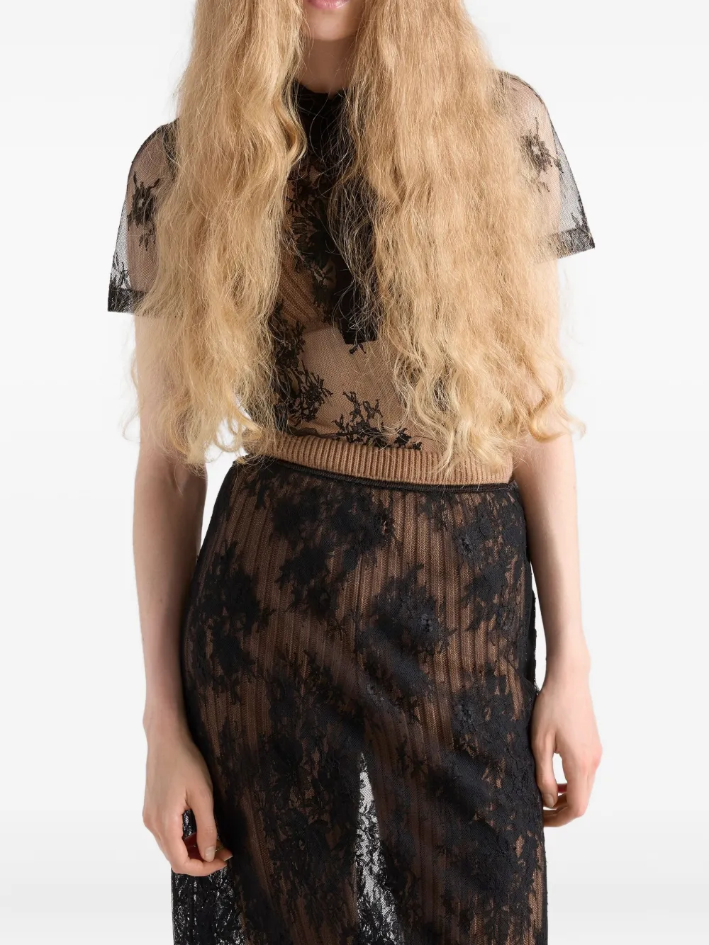 Prada Gewelfde mini-plooirok Zwart