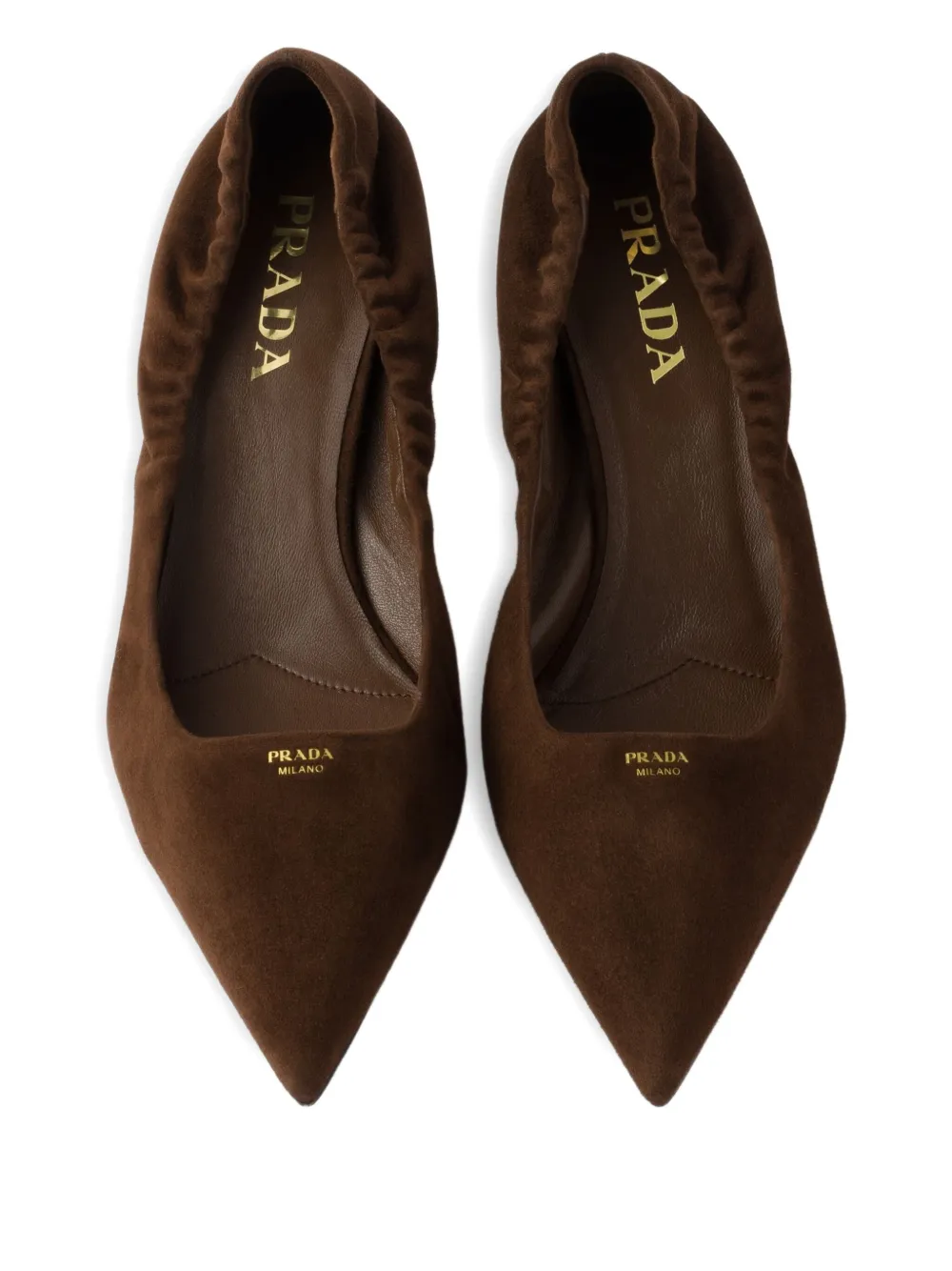 Prada Pointed-toe Suede Pumps In Brown