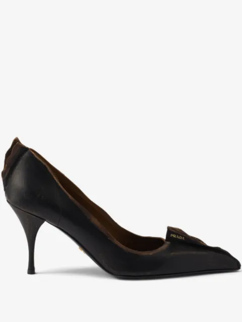 Prada antiqued leather pumps
