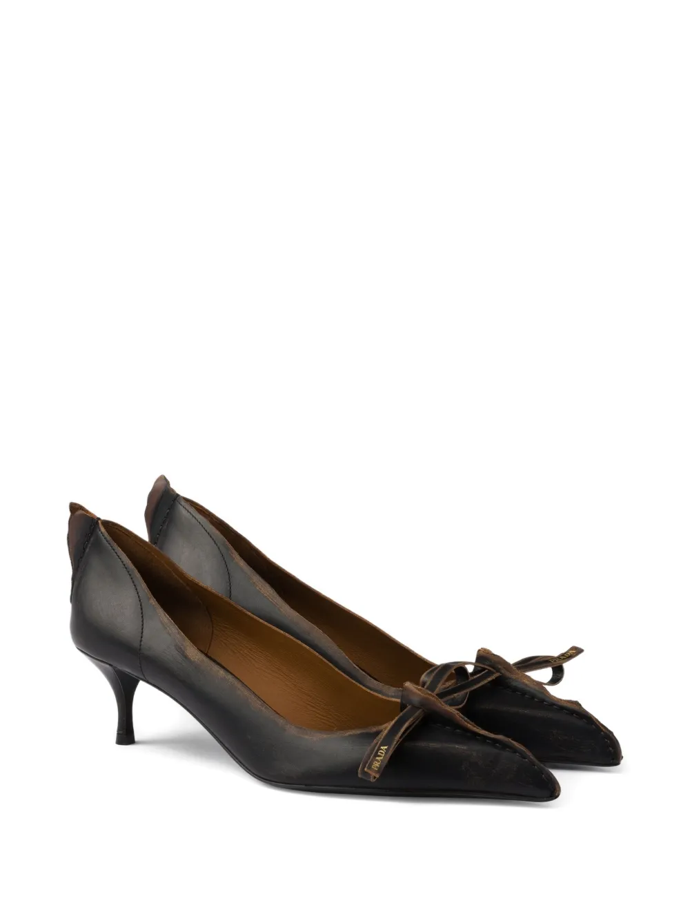 Prada 55mm Antiqued leather pumps Black