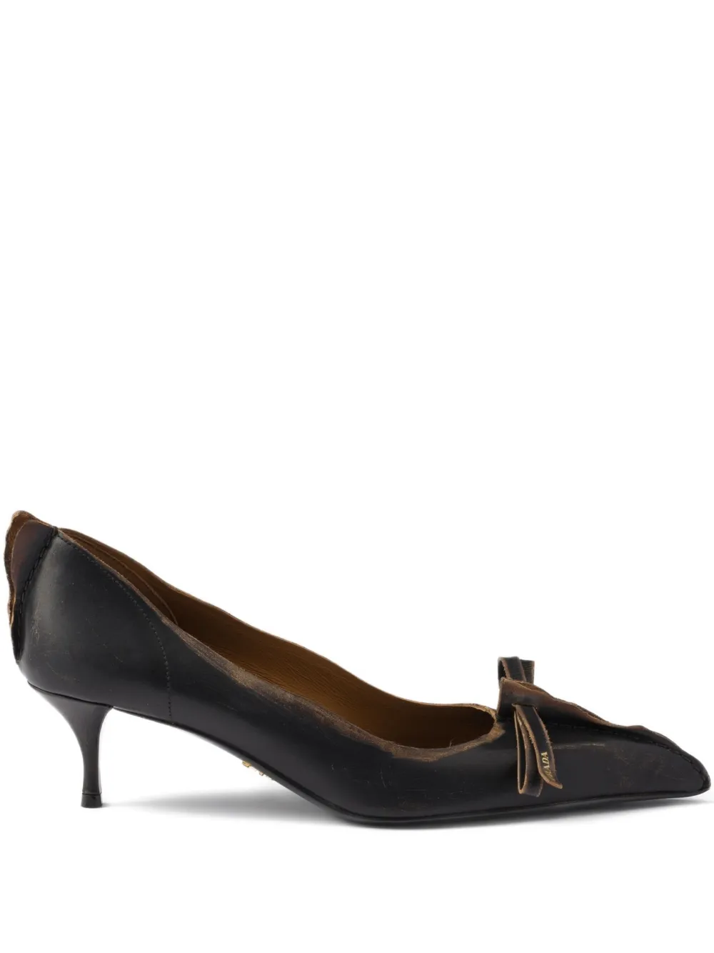 Prada 55mm Antiqued leather pumps Black