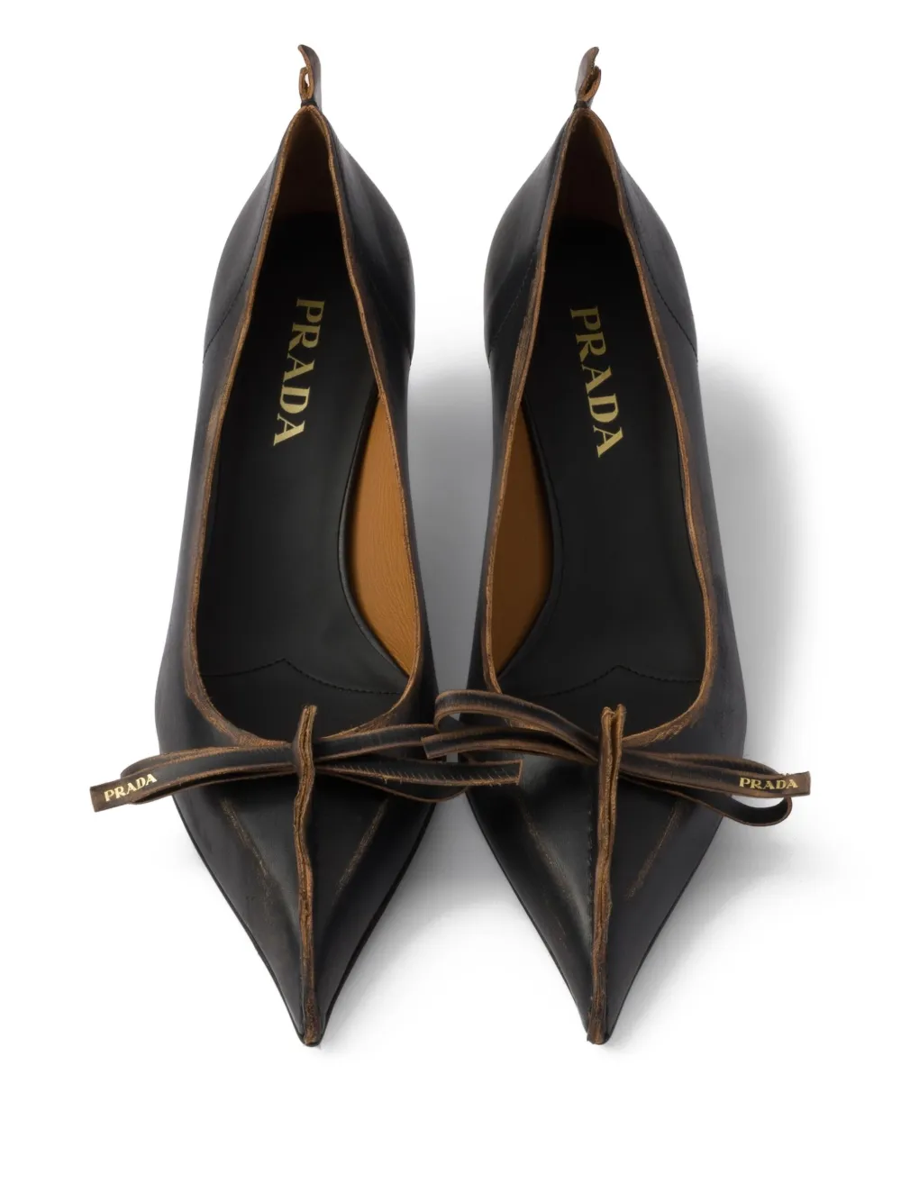 Prada 55mm Antiqued leather pumps Black