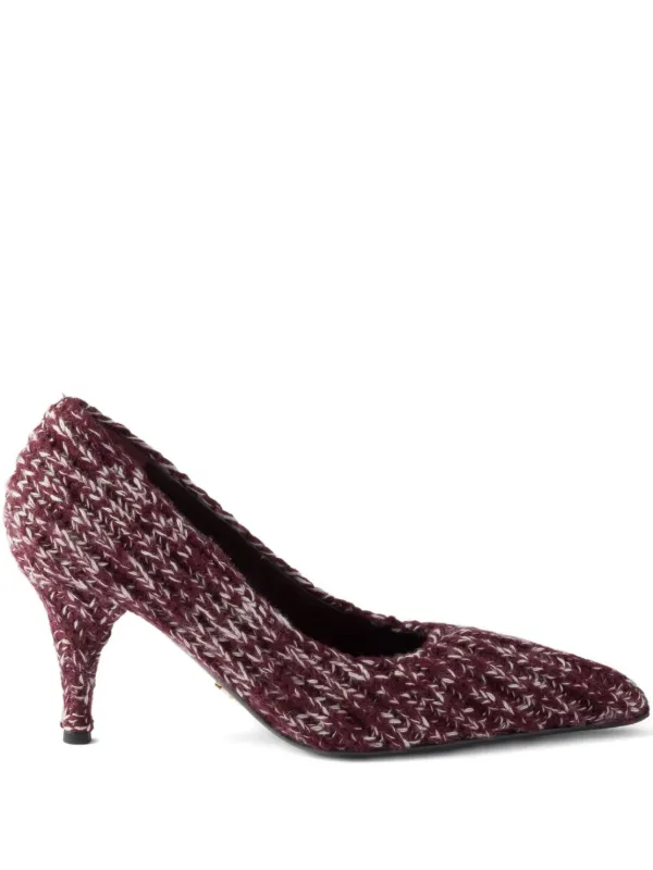 Prada Knitted pointed-toe Pumps Red FARFETCH KW