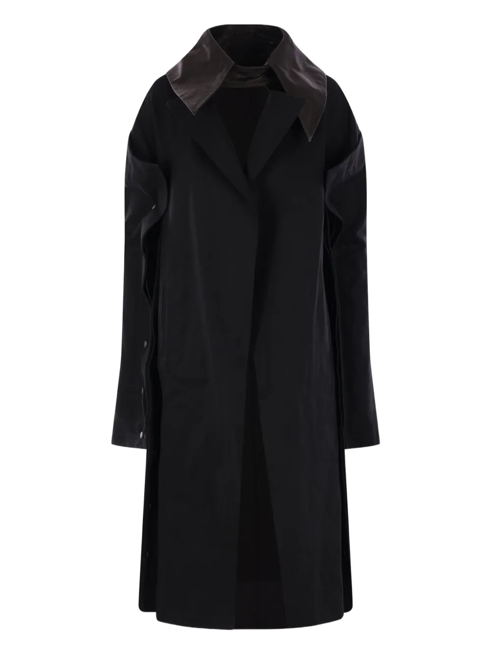 Yohji Yamamoto Leather-collar Coat In Black