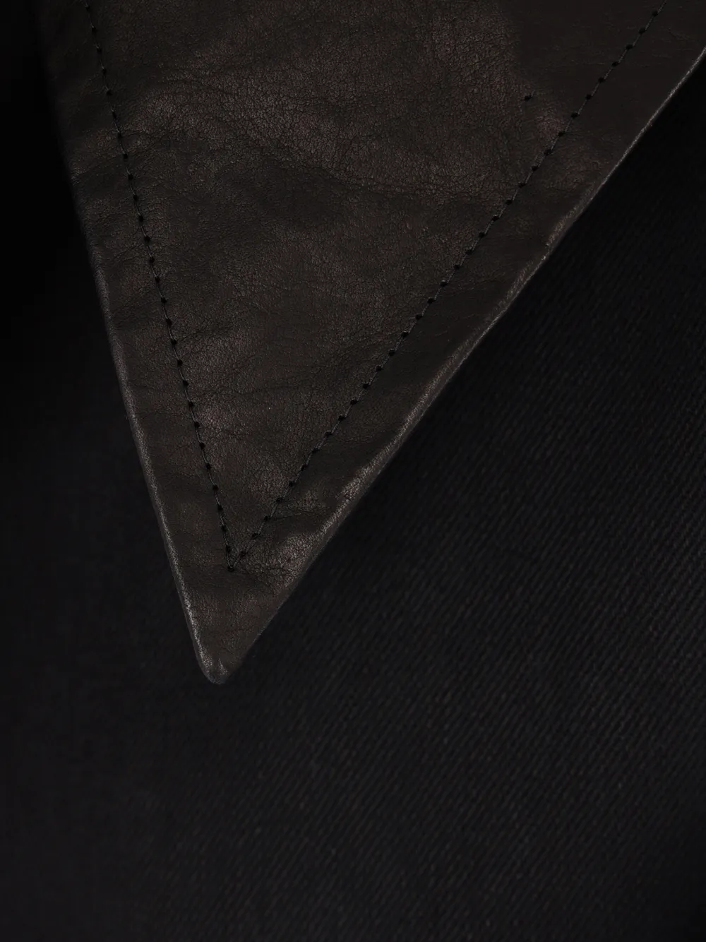 Yohji Yamamoto Jas met leren kraag Zwart