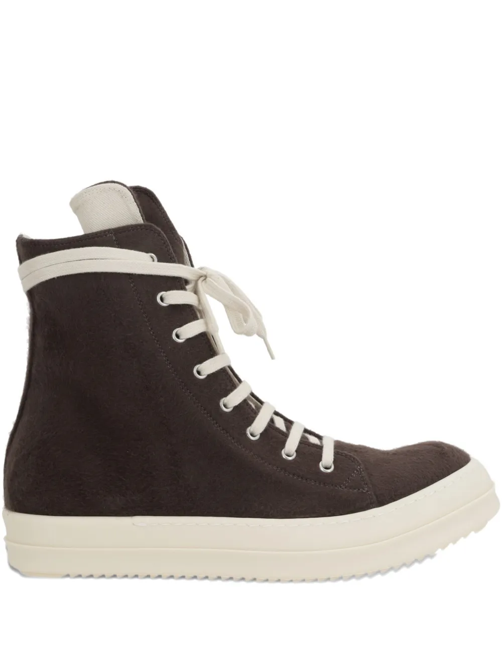 Rick Owens Drkshdw Flannel Zip-fastening High-top Trainers In Brown
