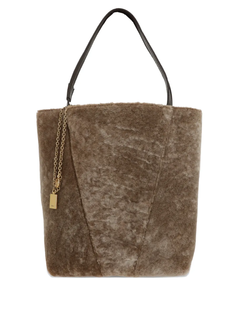 Chloé medium shearling tote bag - Marrone