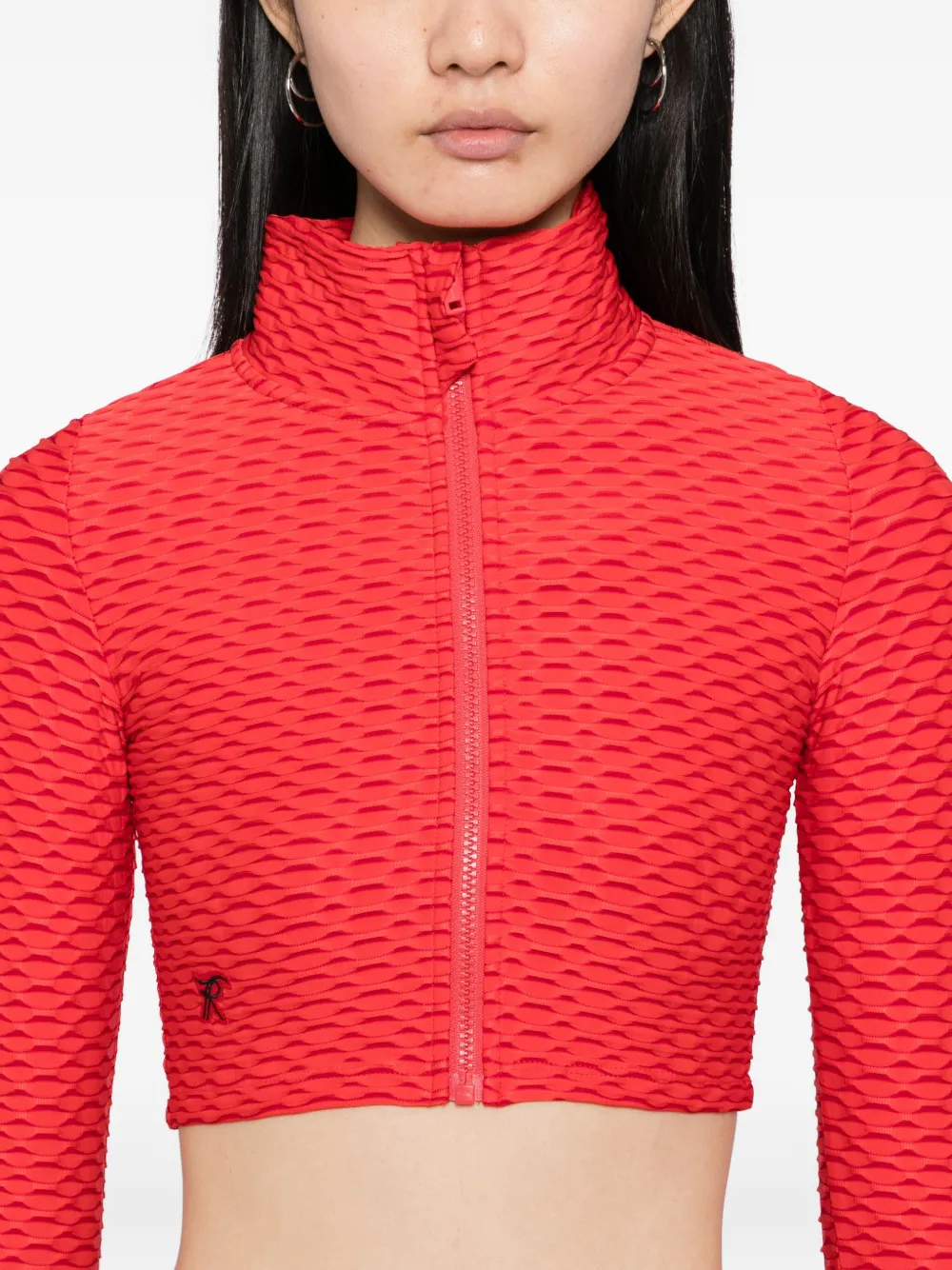 Tessitura Body Couture 3d Cropped Top In Red