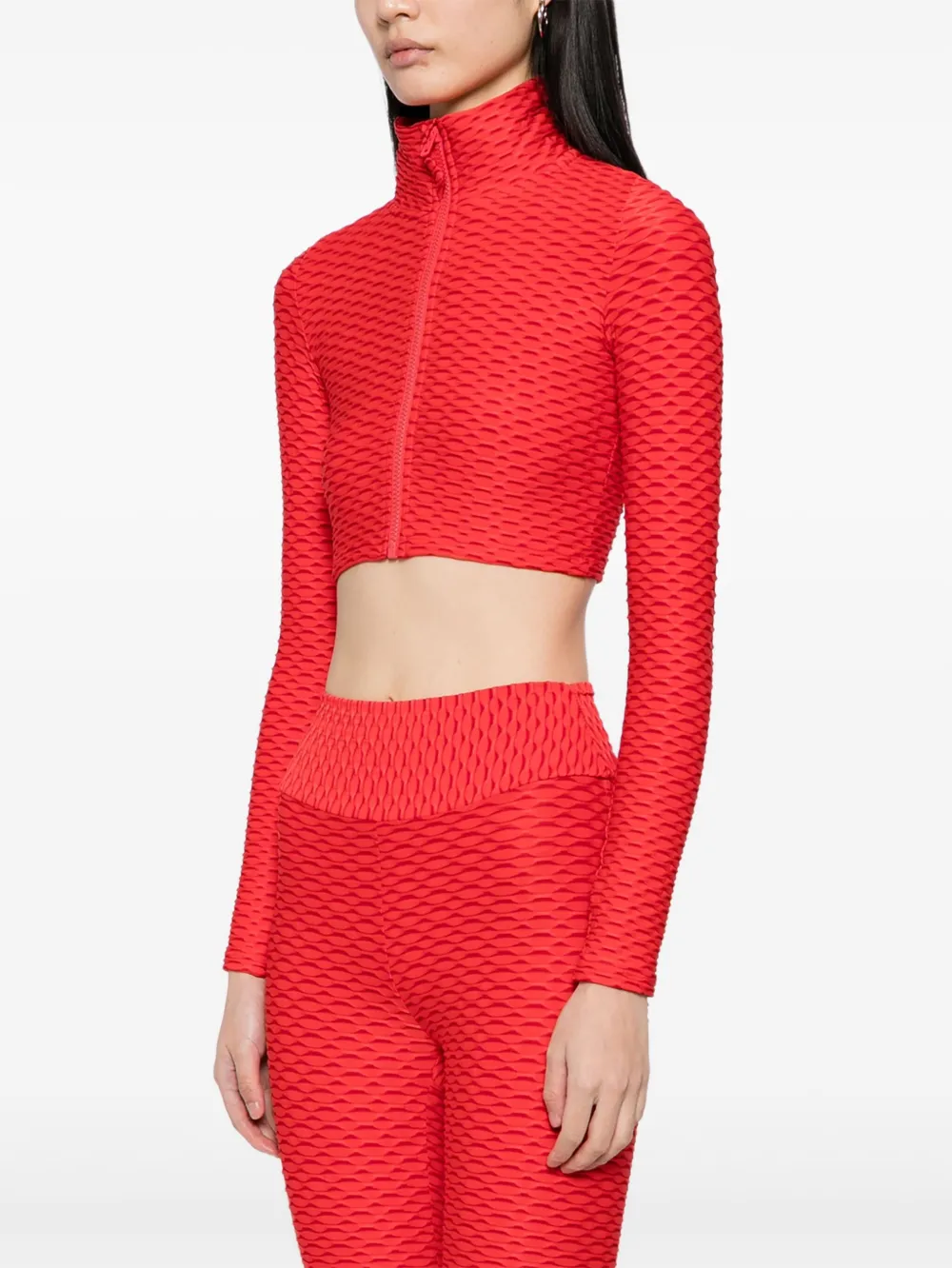 Tessitura Body Couture 3d Cropped Top In Red