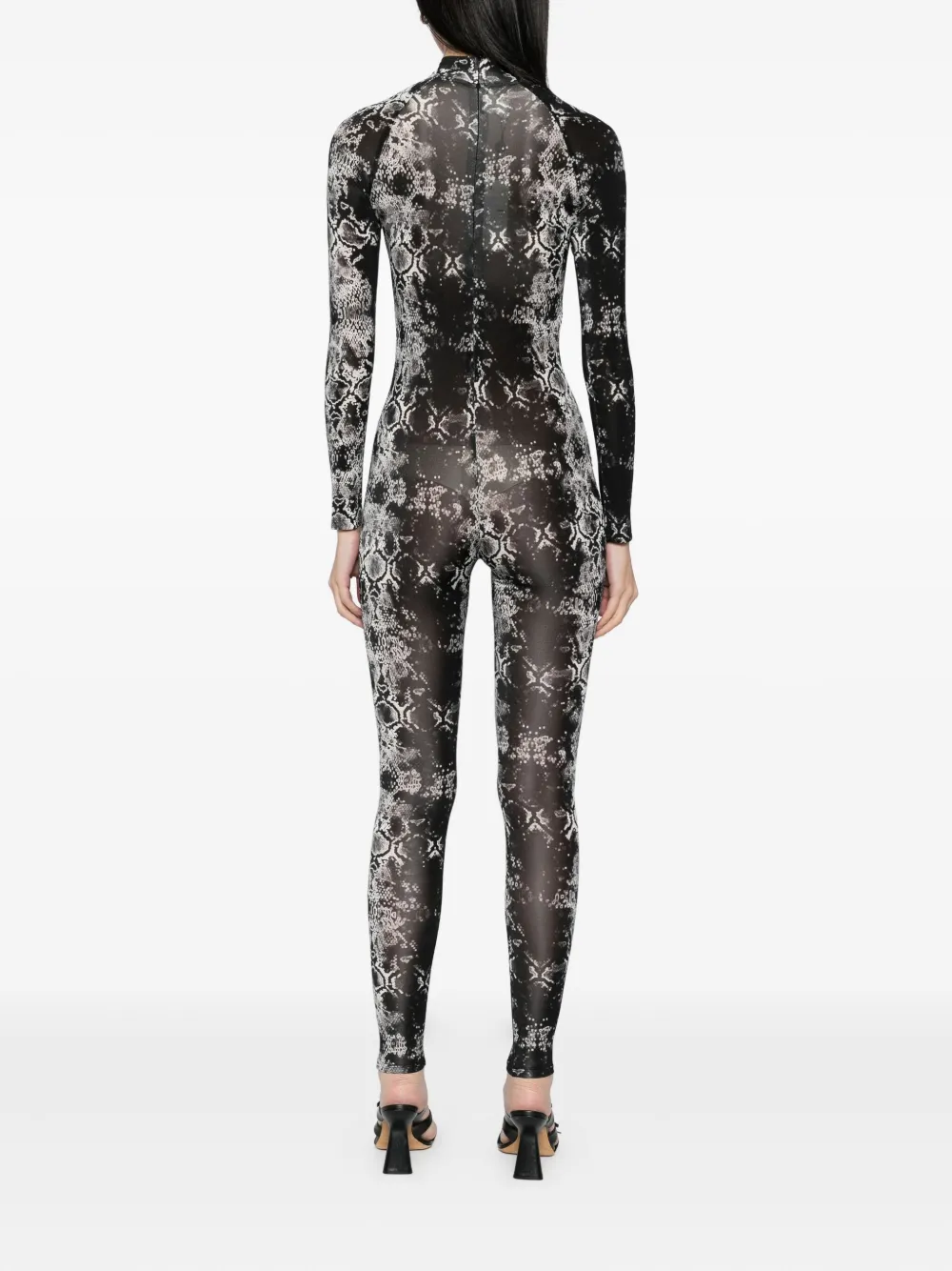 Tessitura Body Couture Printed Jumpsuit In Black