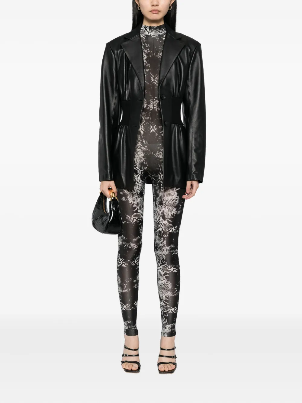 Tessitura Body Couture Jumpsuit met print - Zwart