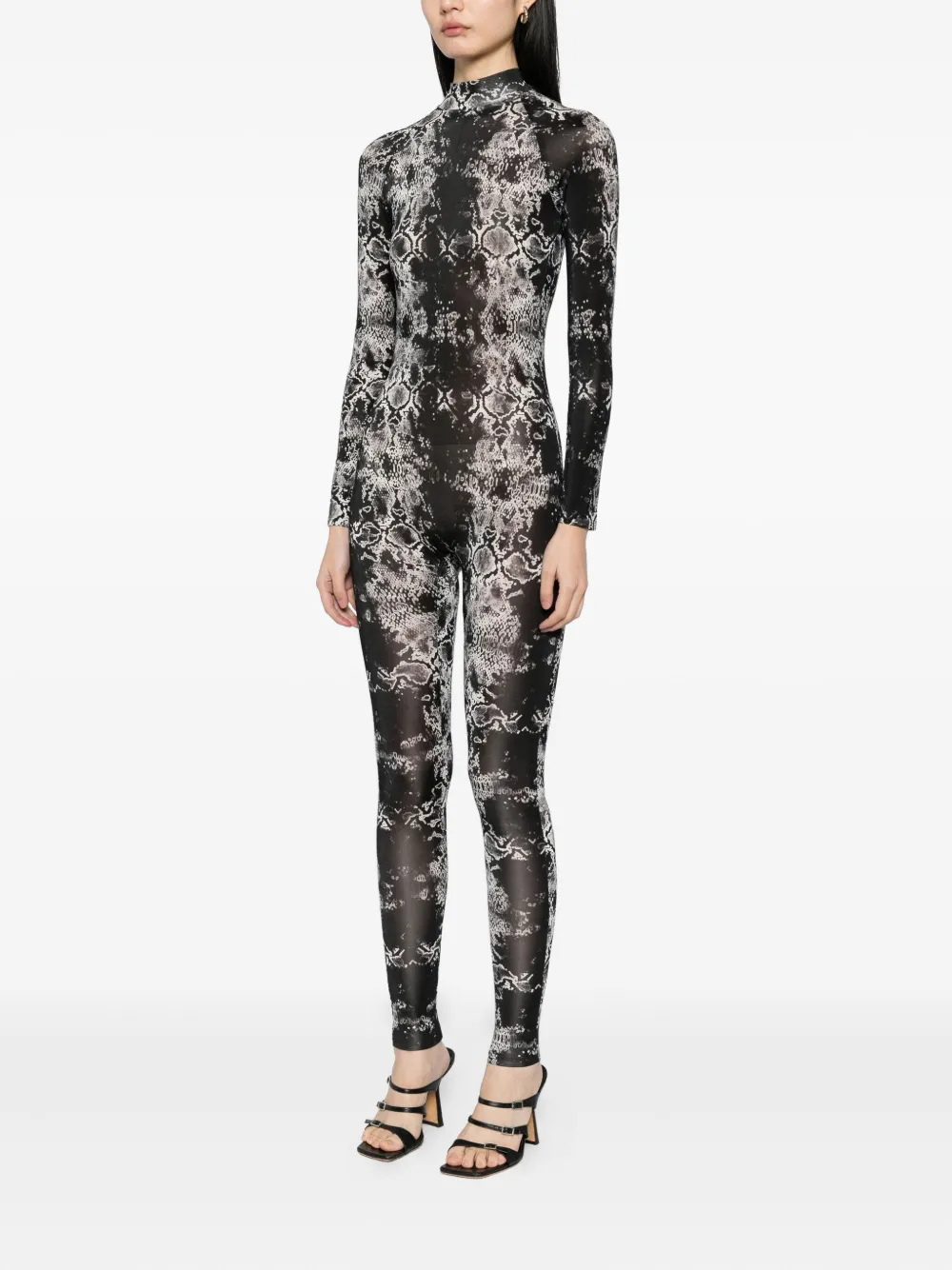 Tessitura Body Couture Printed Jumpsuit In Black