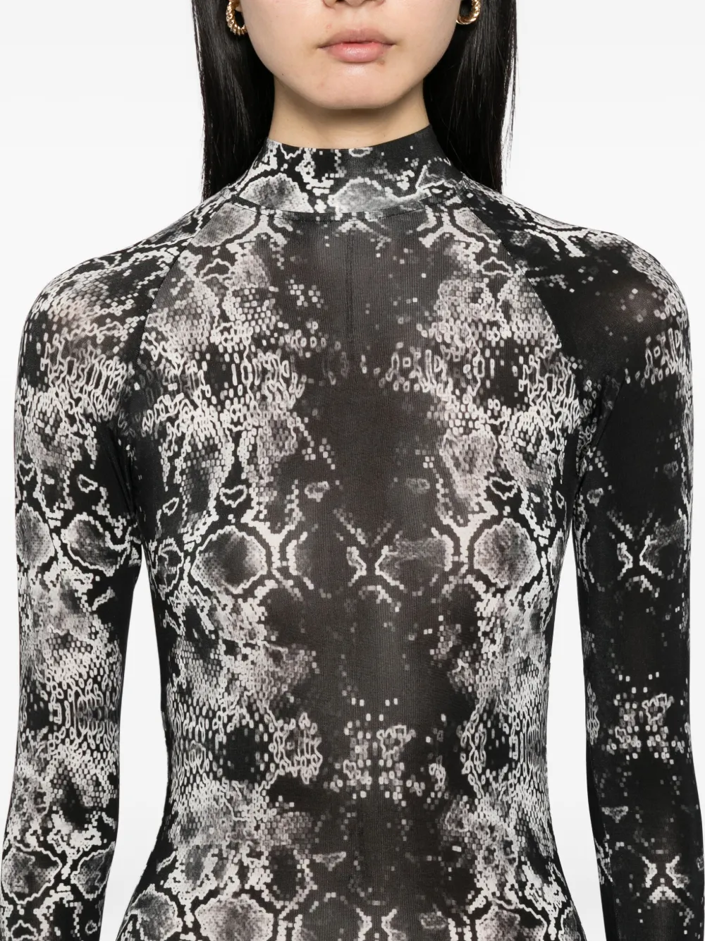 Tessitura Body Couture Printed Jumpsuit In Black