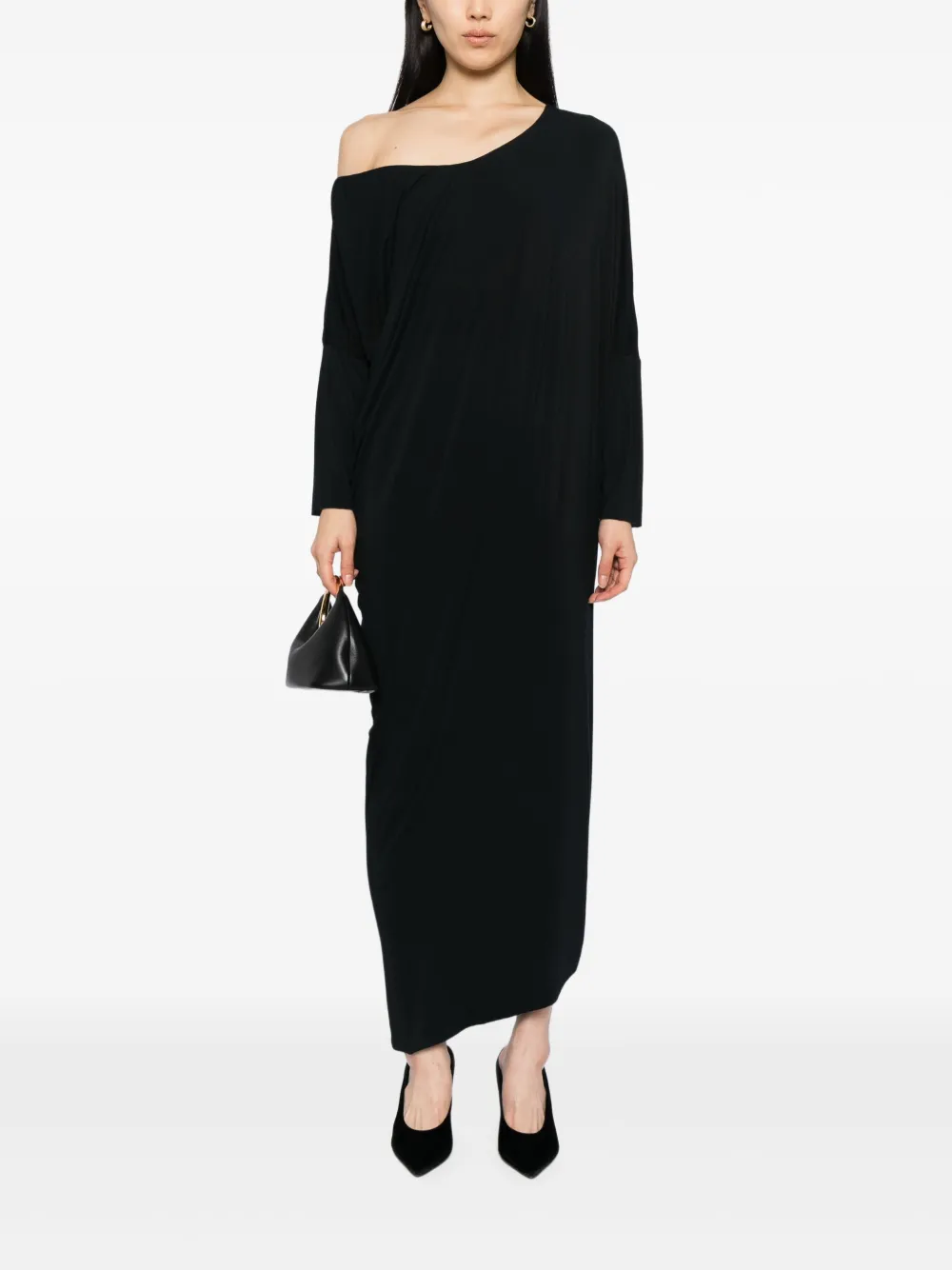 Tessitura Body Couture Asymmetrische maxi-jurk - Zwart