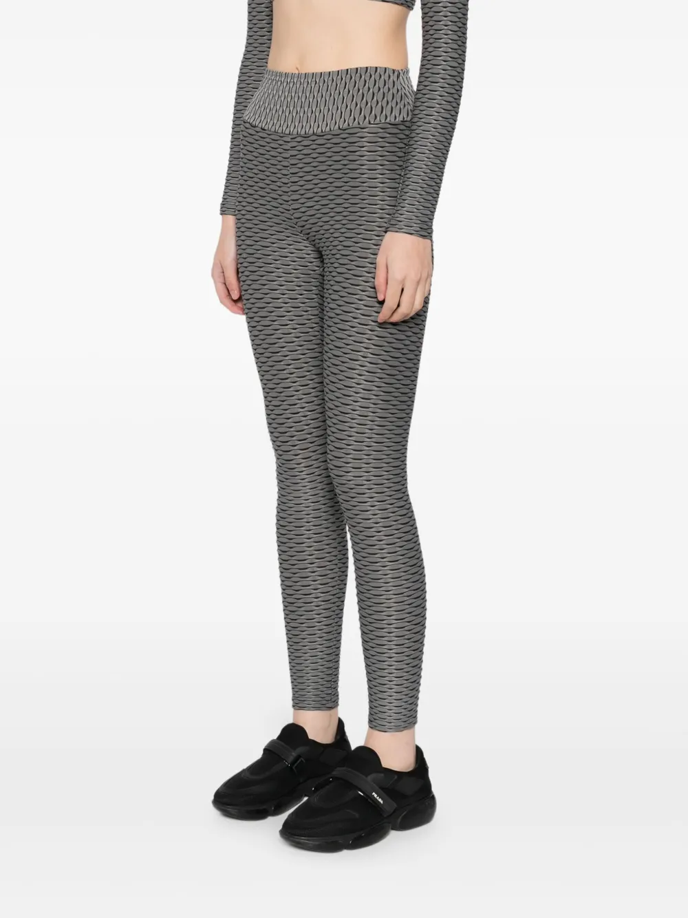 Tessitura Body Couture Fully Pleated Leggings In Gray