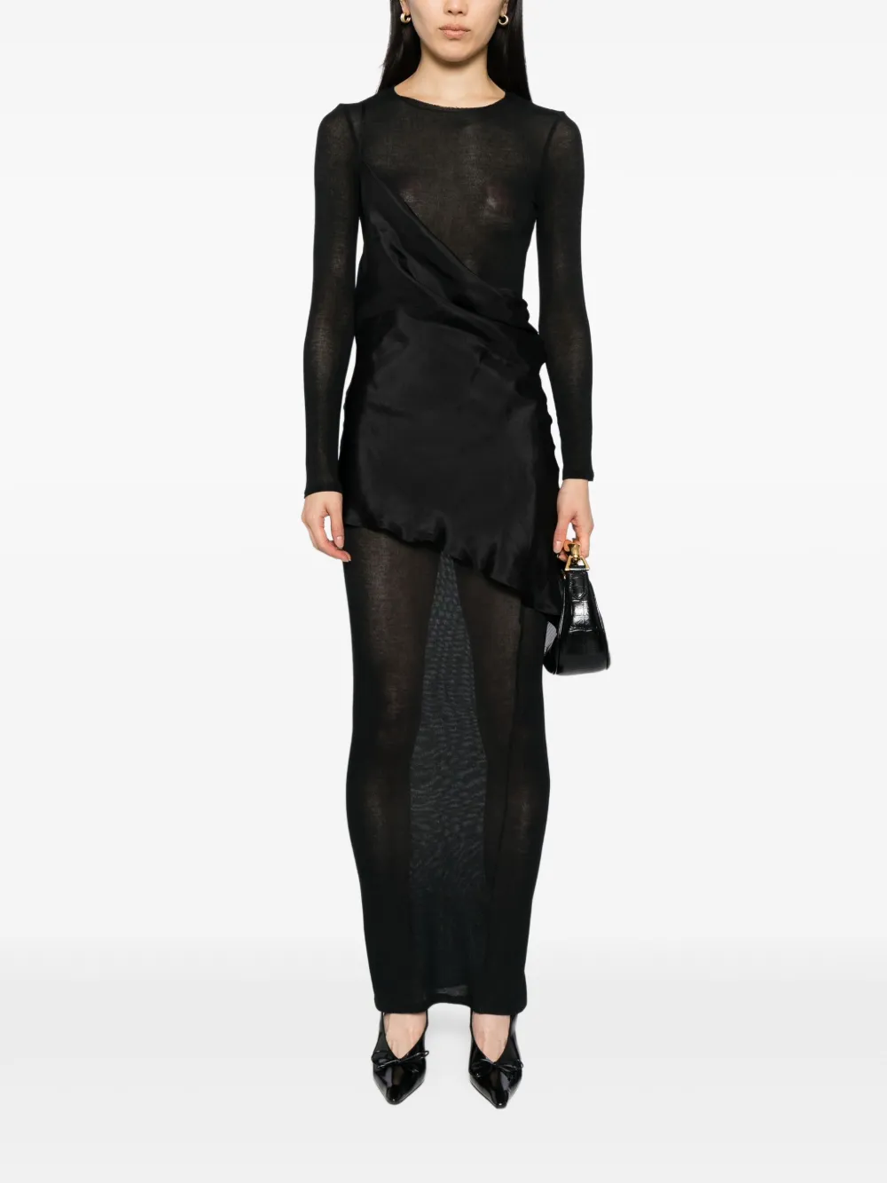 Tessitura Body Couture Jurk met lange mouwen - Zwart