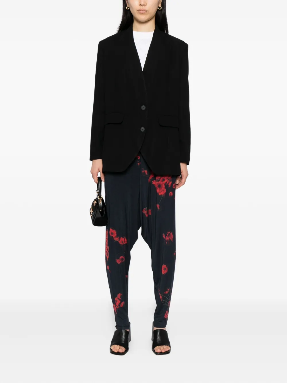 Tessitura Body Couture Poppies broek met omslag - Blauw