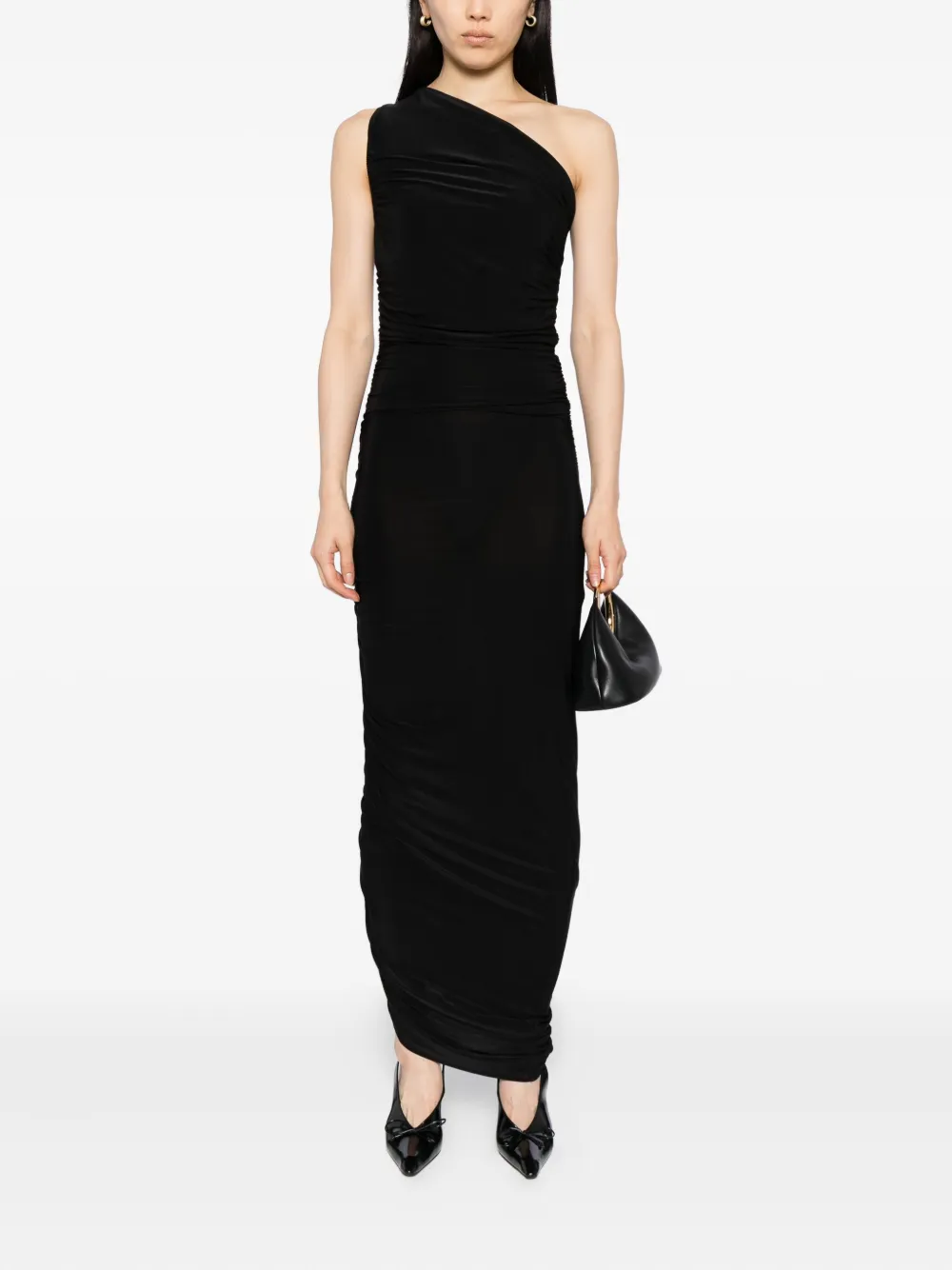 Tessitura Body Couture Asymmetrische maxi-jurk - Zwart