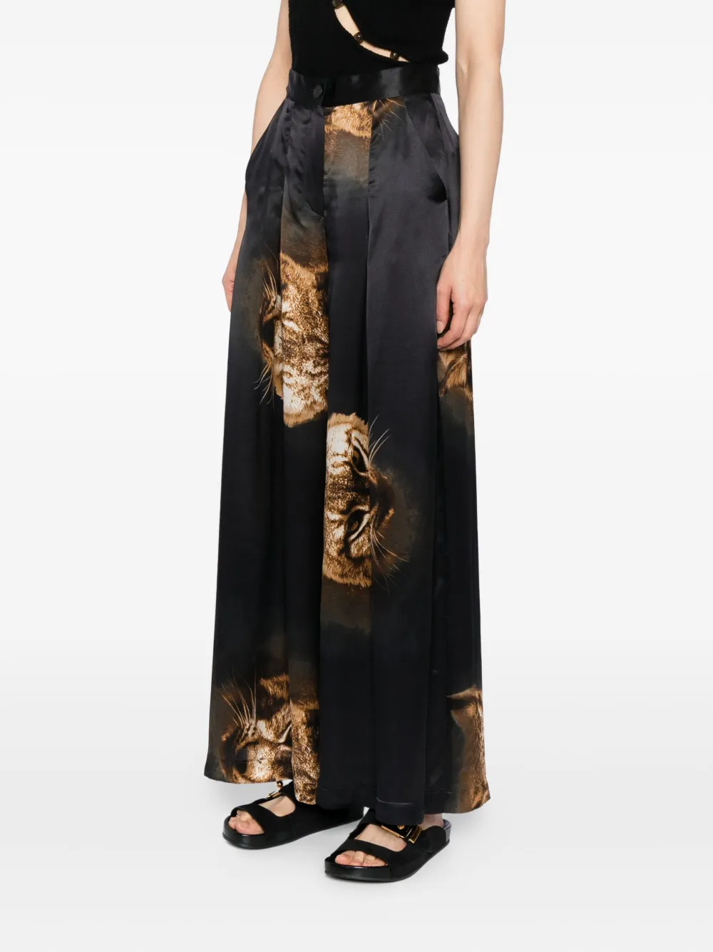 Tessitura Body Couture Silk Column Trousers In Black