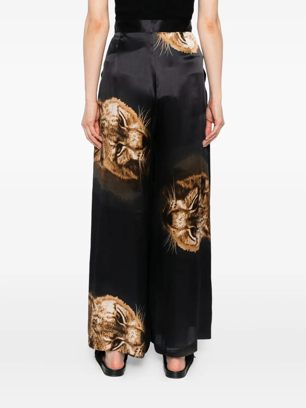 Tessitura Body Couture Silk Column Trousers In Black