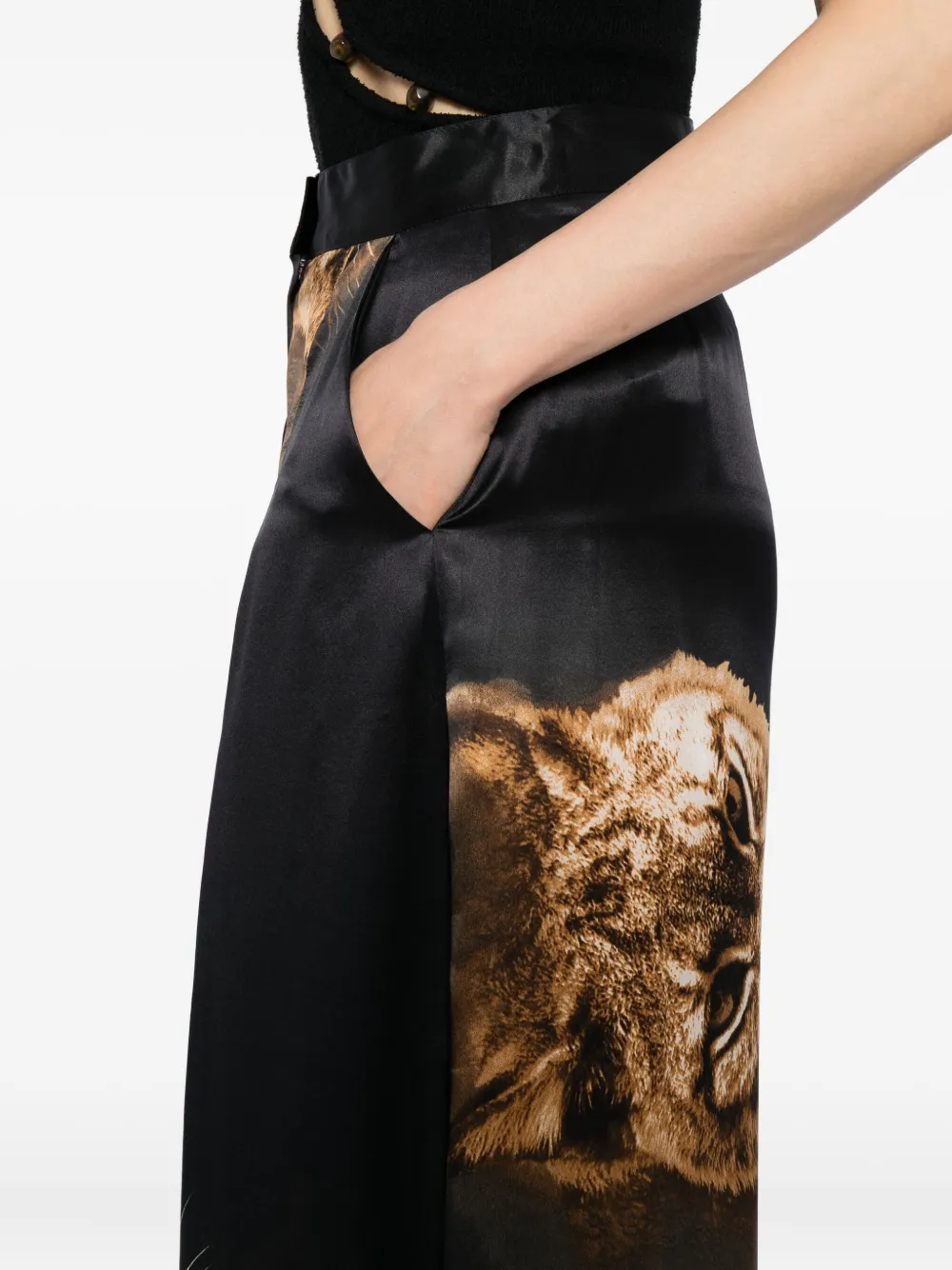 Tessitura Body Couture Silk Column Trousers In Black
