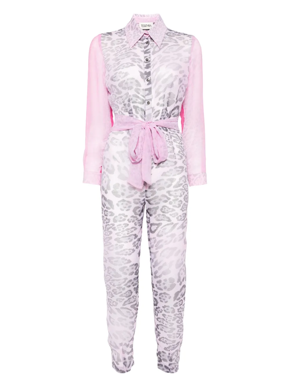 Tessitura Body Couture Leopard Jumpsuit In Pink