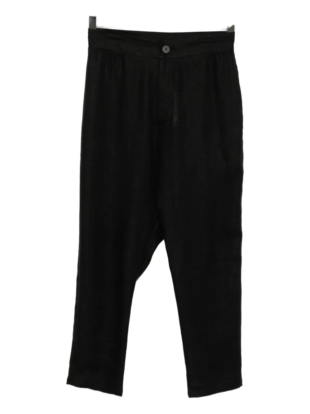 Tessitura Body Couture Drop-crotch Linen Trousers In Black