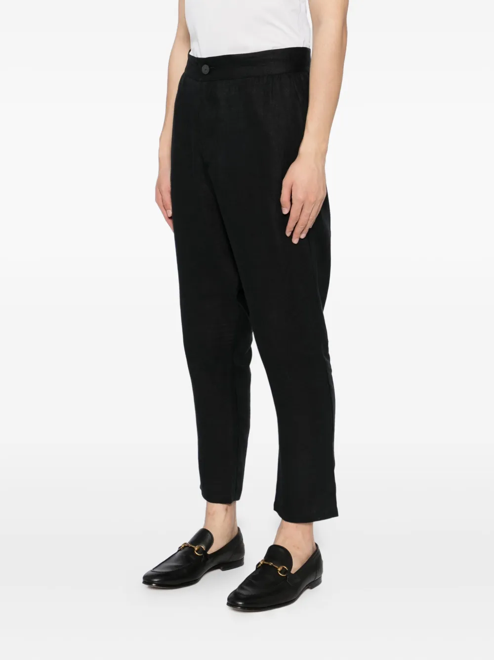 Tessitura Body Couture Drop-crotch Linen Trousers In Black