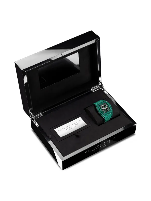Philipp Plein Crypto King Atomic Emerald 55mm Watch | Silver