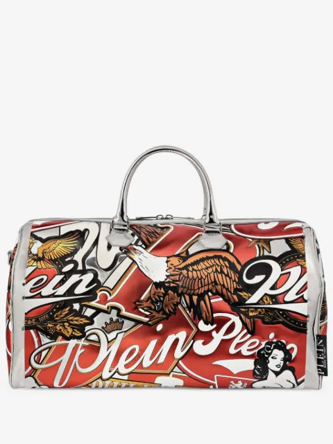 Philipp Plein 이글 프린트 탑 핸들 트래블 백