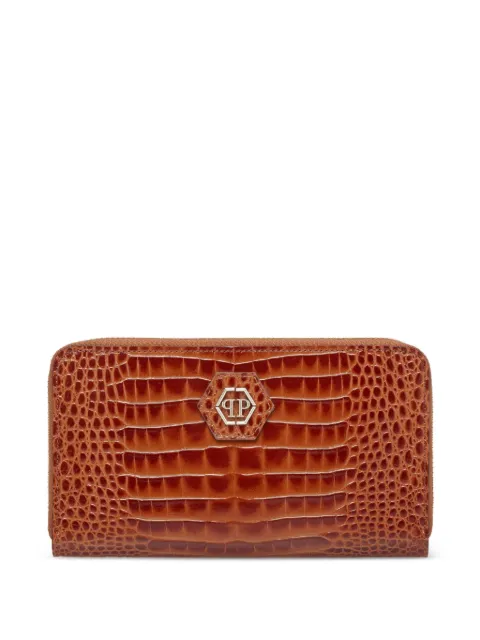 Philipp Plein cartera con efecto de piel de cocodrilo